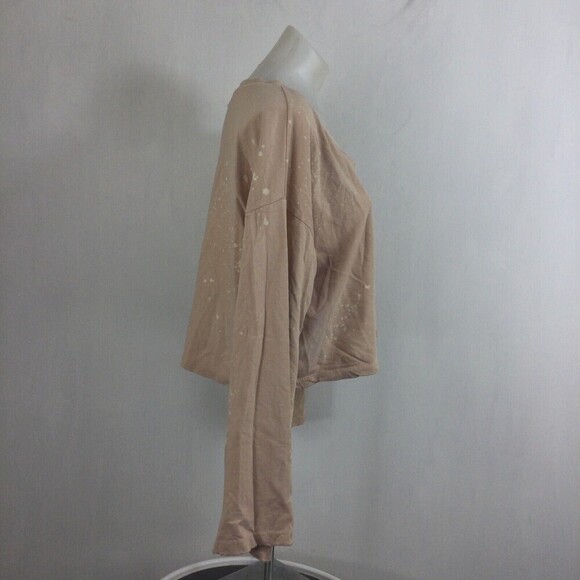 Anthropologie Postmark Womens Crop Sweatshirt Distress Splatter Top Peach SZ S - Picture 7 of 9